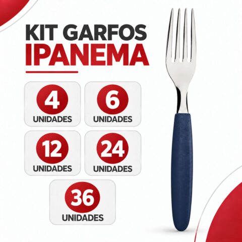 Kit Garfo Mesa Tramontina Ipanema Azul Inox