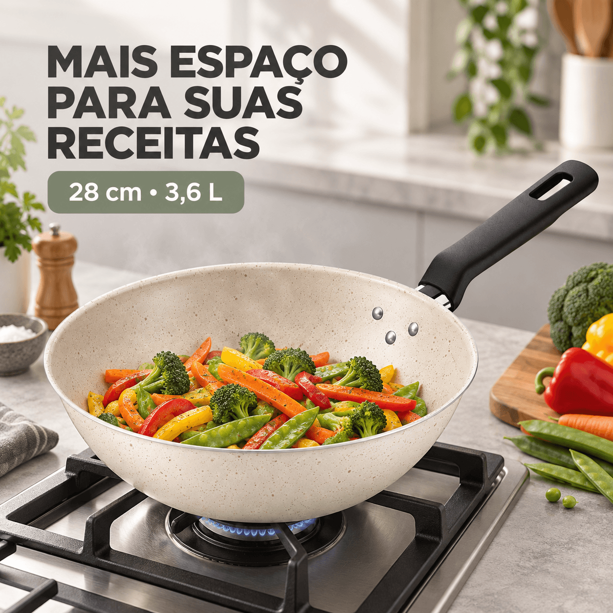 Frigideira Wok Tramontina Loreto Alumínio Antiaderente 28 cm - Imagem 2