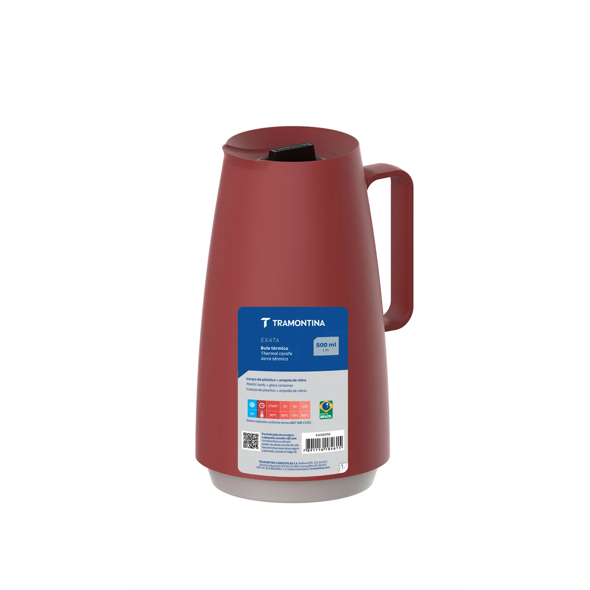 Bule Térmico Tramontina Exata Plástico Vermelho 500 Ml