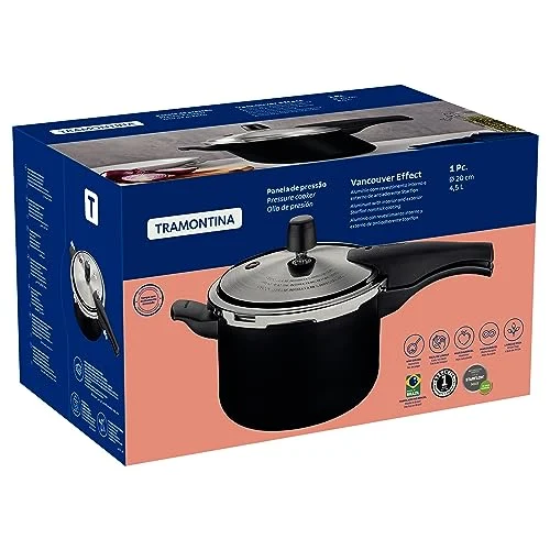 Panela de Pressão Antiaderente Tramontina Vancouver 4,5 L Preta - Imagem 6