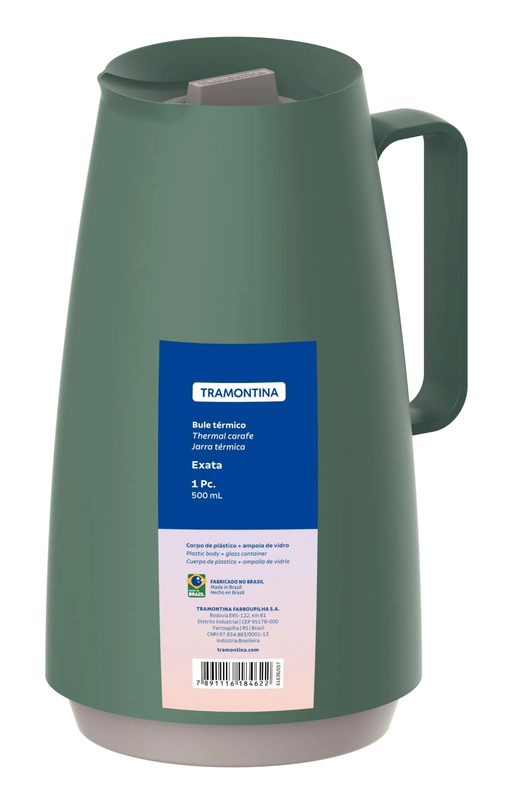 Bule Térmico Tramontina Exata 500 Ml Verde Ampola Vidro - Imagem 6