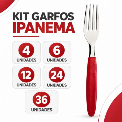 Garfos Mesa Tramontina Ipanema Vermelho Kit 4-36un