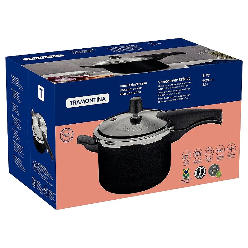 Panela de Pressão Antiaderente Tramontina Vancouver 4,5 L Preta - Imagem 5