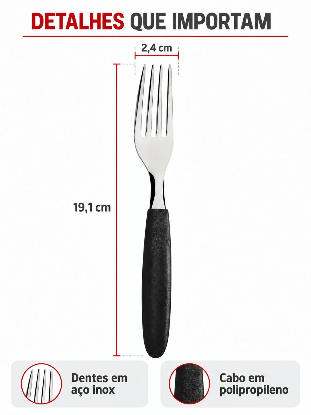 Kit Garfos de Mesa Tramontina Ipanema Preto - Imagem 2