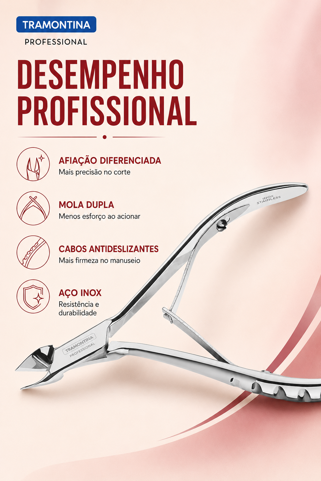 Alicate para Cutículas Profissional Aço Inox Tramontina - Imagem 4