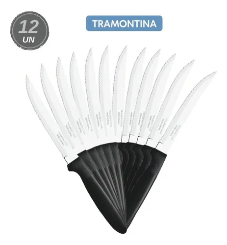 Kit 12 Facas Churrasco Tramontina Ipanema Inox Cabo Preto - Imagem 5