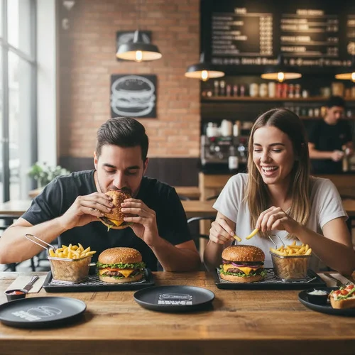 Kit 6 Pratos Rasos Hambúrguer 20 Cm Tramontina Black Burger P Cinza-escuro Hambúrguer - Imagem 7
