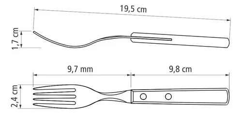 Faca e Garfo Polywood Castanho Aço Inox 24 Peças Tramontina Marrom - Imagem 5