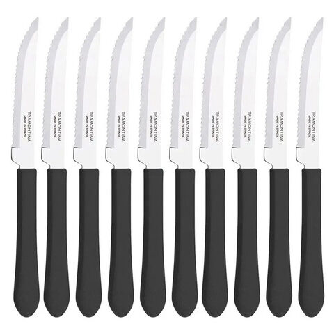 Kit 10 Facas Tramontina Churrasco Leme 4 pol Preto