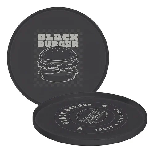 Kit 12 Pratos Rasos para Hambúrguer Polipropileno 20 Cm Cinza