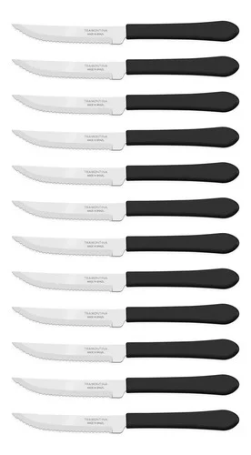 Kit 12 Facas Mesa Inox Tramontina Leme Cabo Preto 20 Cm - Imagem 2