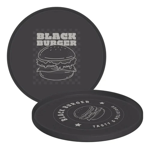 Kit 24 Pratos Servir Hambúrguer 20 Cm Plástico Resistente Cinza - Imagem 2