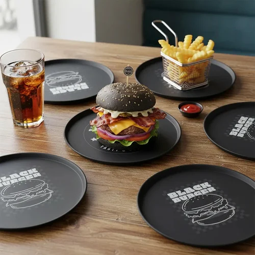 Kit 6 Pratos Rasos Hambúrguer 20 Cm Tramontina Black Burger P Cinza-escuro Hambúrguer - Imagem 5
