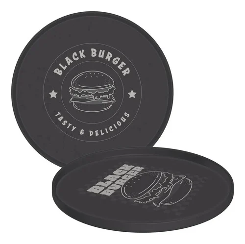 Kit 24 Pratos Servir Hambúrguer 20 Cm Plástico Resistente Cinza