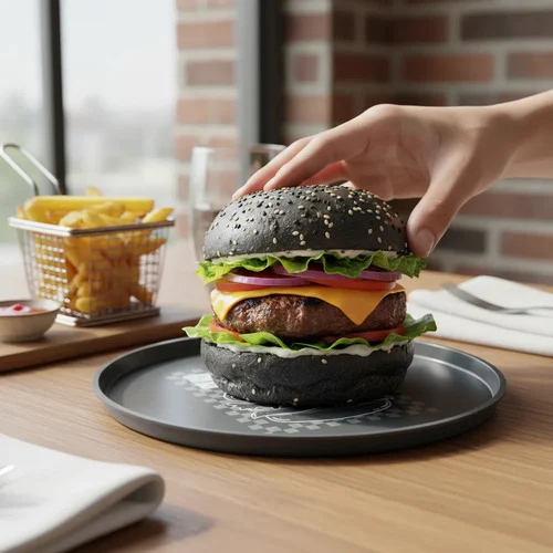 Kit 6 Pratos Rasos Hambúrguer 20 Cm Tramontina Black Burger P Cinza-escuro Hambúrguer - Imagem 4