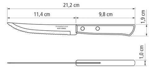 Faca e Garfo Polywood Castanho Aço Inox 24 Peças Tramontina Marrom - Imagem 6