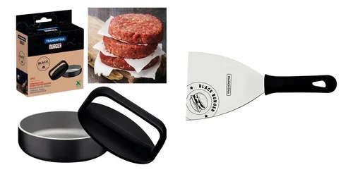 Kit Tramontina: Modelador Forma Hambúrguer Caseiro + Black Burger Preto