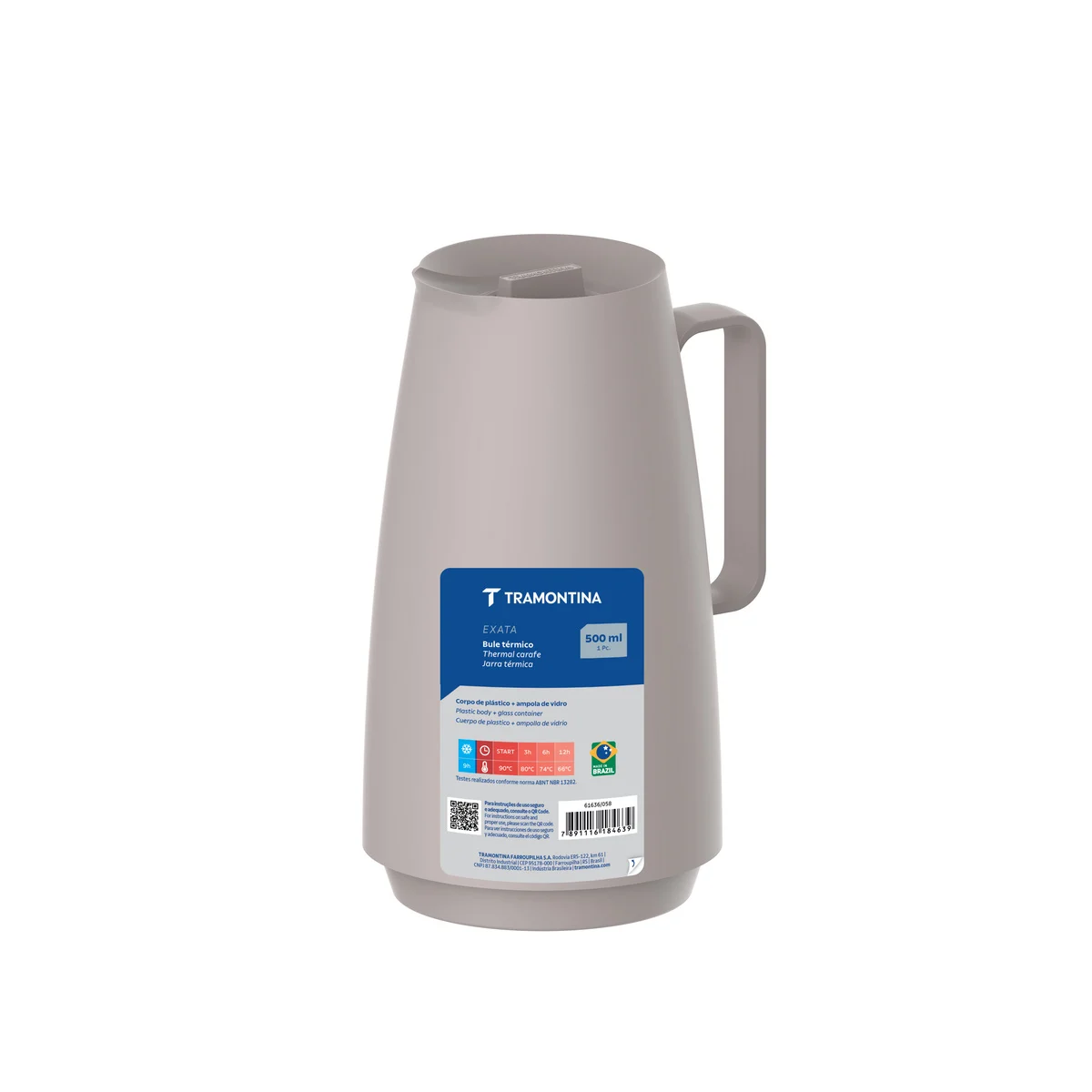 Bule Térmico Tramontina Exata 500 Ml Ampola Vidro Bege