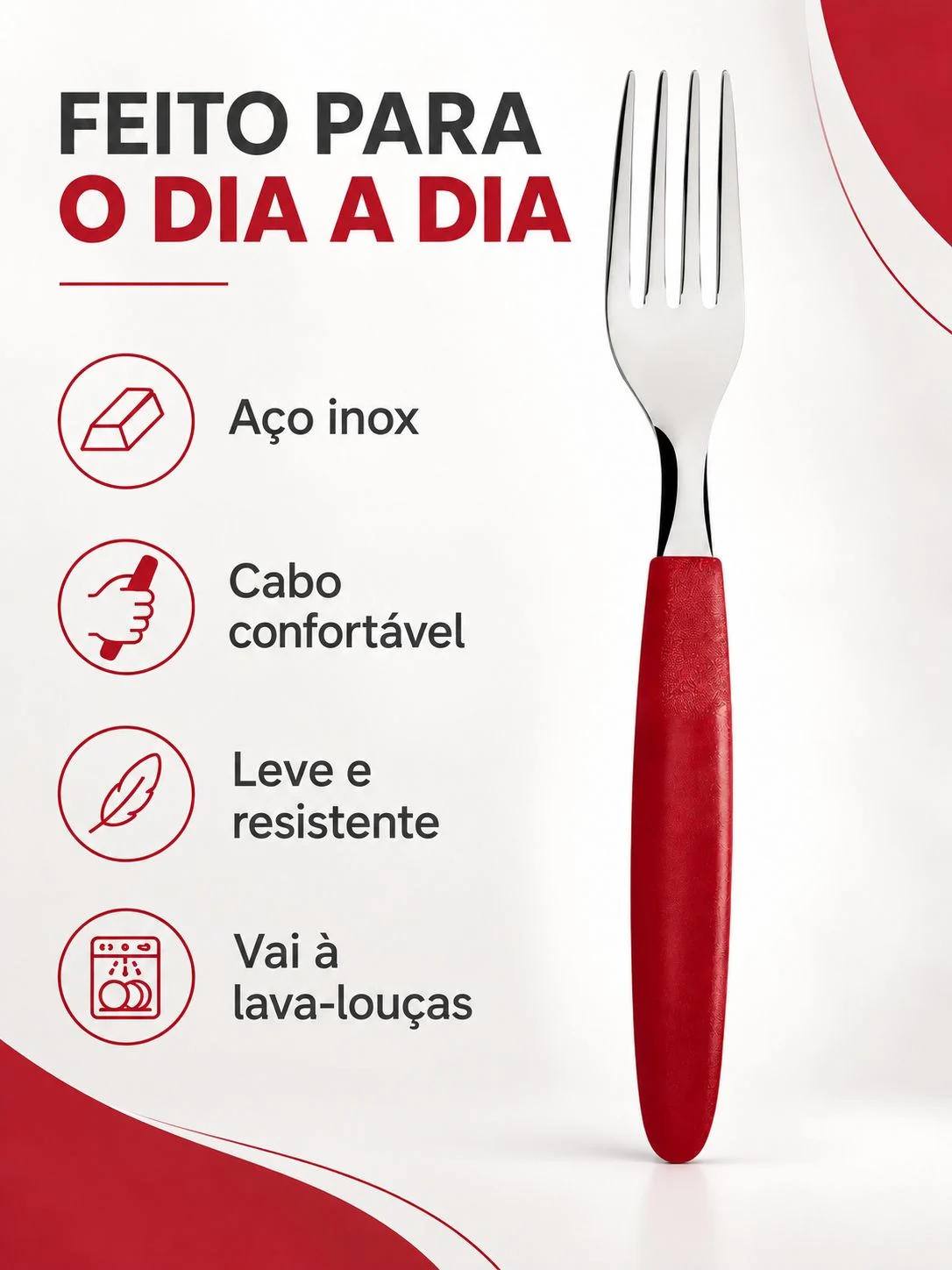 Garfos Mesa Tramontina Ipanema Vermelho Kit 4 A 36 un - Imagem 3