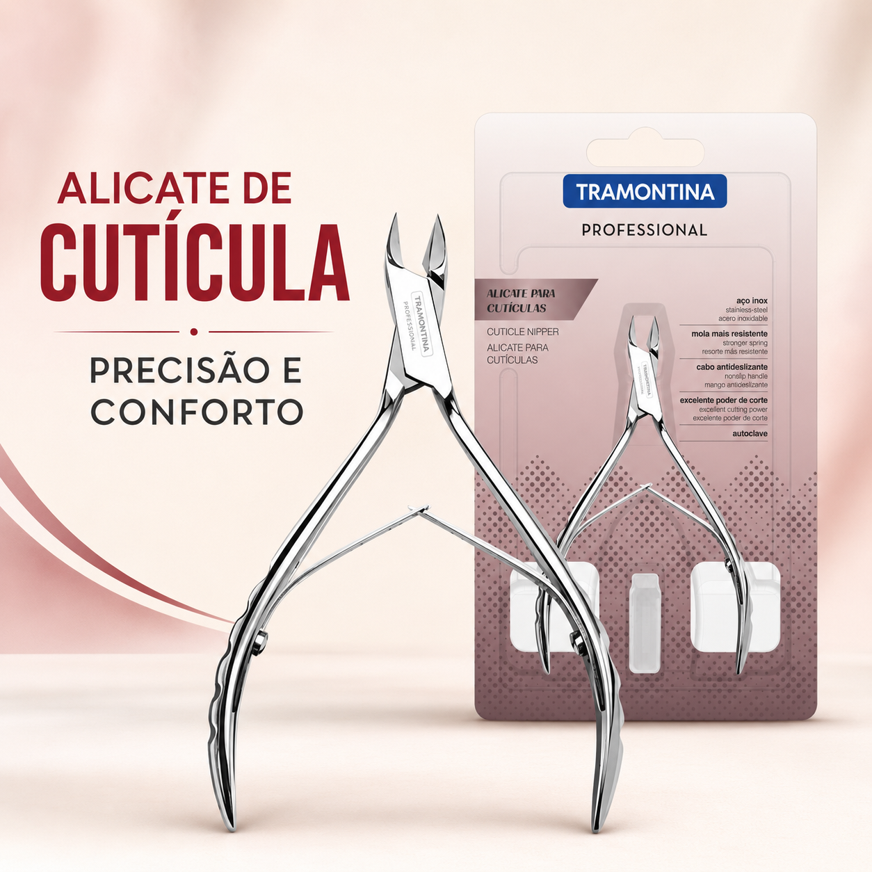 Alicate para Cutículas Profissional Aço Inox Tramontina