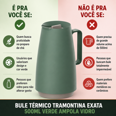 Bule Termico Tramontina Exata 500ml Verde Ampola Vidro